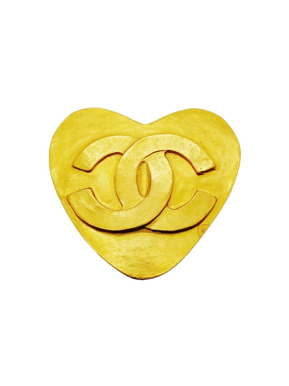 Chanel Cc Logo Heart Brooch Metal #371947C76B